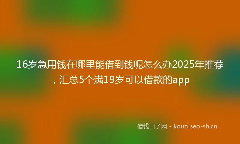 16岁急用钱在哪里能借到钱呢怎么办2025年推荐，汇总5个满19岁可以借款的app
