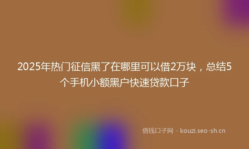 2025年热门征信黑了在哪里可以借2万块,总结5个手机小额黑户快速贷款口子
