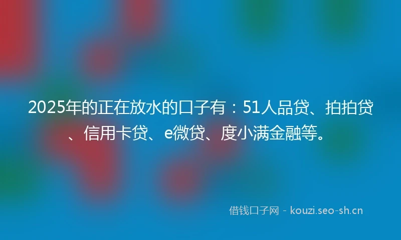 2025年的正在放水的口子有：51人品贷、拍拍贷、信用卡贷、e微贷、度小满金融等。