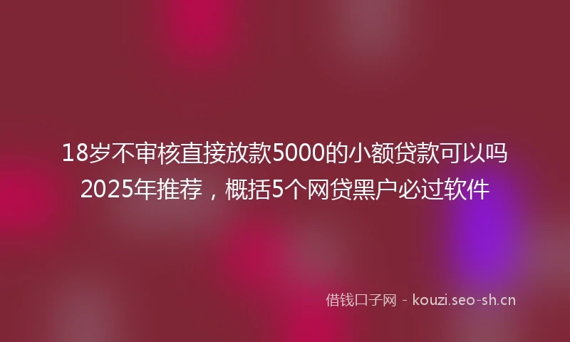 18岁不审核直接放款5000的小额贷款可以吗2025年推荐，概括5个网贷黑户必过软件