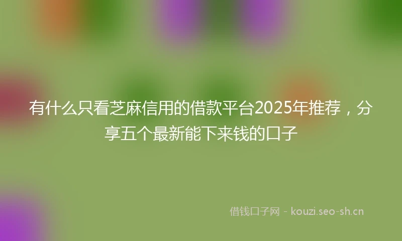有什么只看芝麻信用的借款平台2025年推荐，分享五个最新能下来钱的口子