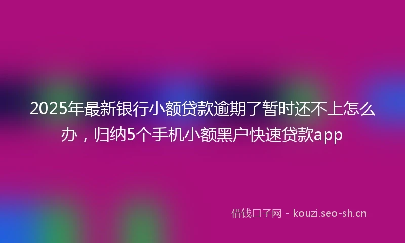 2025年最新银行小额贷款逾期了暂时还不上怎么办,归纳5个手机小额黑户快速贷款app