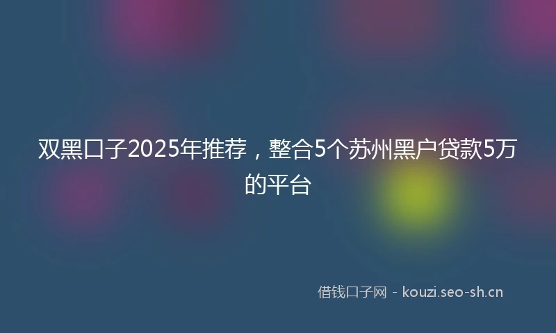 双黑口子2025年推荐，整合5个苏州黑户贷款5万的平台