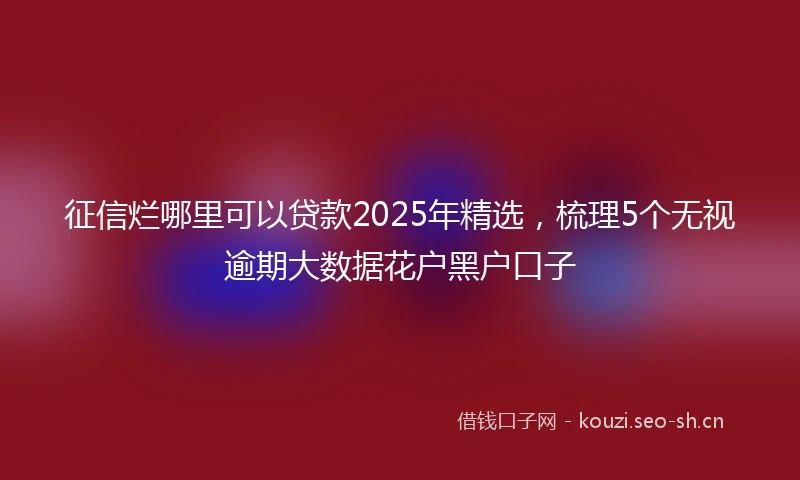 征信烂哪里可以贷款2025年精选，梳理5个无视逾期大数据花户黑户口子