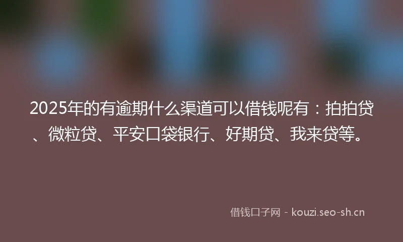 2025年的有逾期什么渠道可以借钱呢有：拍拍贷、微粒贷、平安口袋银行、好期贷、我来贷等。