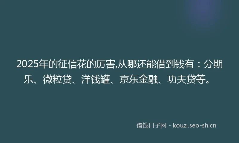 2025年的征信花的厉害,从哪还能借到钱有：分期乐、微粒贷、洋钱罐、京东金融、功夫贷等。