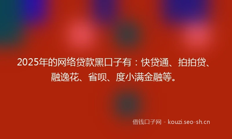 2025年的网络贷款黑口子有：快贷通、拍拍贷、融逸花、省呗、度小满金融等。
