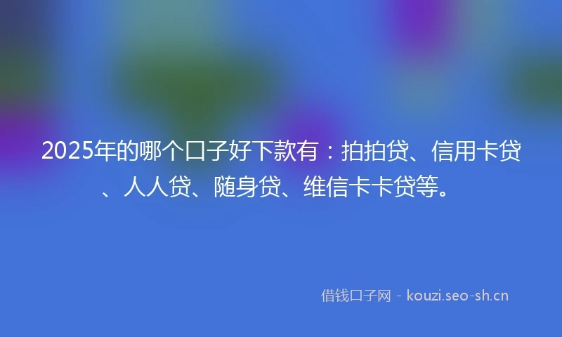 2025年的哪个口子好下款有：拍拍贷、信用卡贷、人人贷、随身贷、维信卡卡贷等。