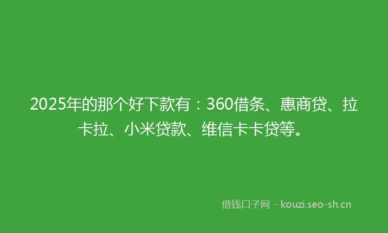 2025年的那个好下款有：360借条、惠商贷、拉卡拉、小米贷款、维信卡卡贷等。