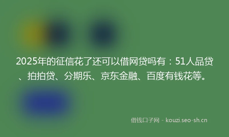 2025年的征信花了还可以借网贷吗有：51人品贷、拍拍贷、分期乐、京东金融、百度有钱花等。