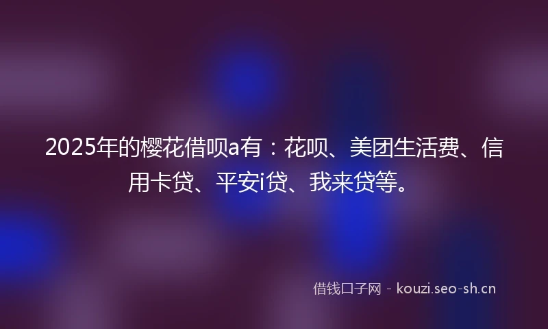 2025年的樱花借呗a有：花呗、美团生活费、信用卡贷、平安i贷、我来贷等。