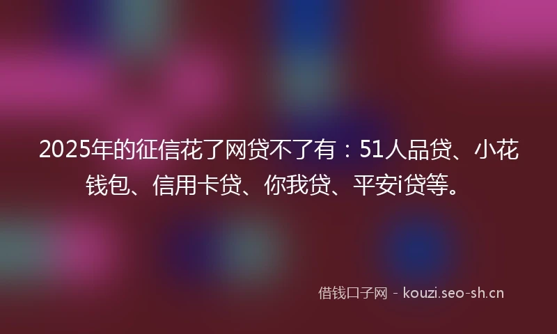 2025年的征信花了网贷不了有：51人品贷、小花钱包、信用卡贷、你我贷、平安i贷等。