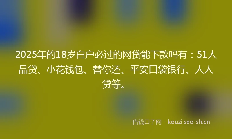 2025年的18岁白户必过的网贷能下款吗有：51人品贷、小花钱包、替你还、平安口袋银行、人人贷等。