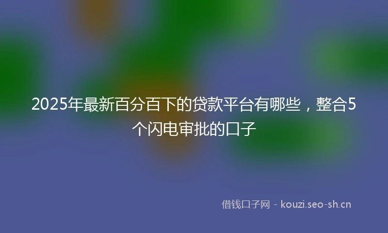 2025年最新百分百下的贷款平台有哪些，整合5个闪电审批的口子