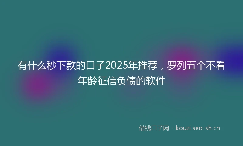 有什么秒下款的口子2025年推荐，罗列五个不看年龄征信负债的软件