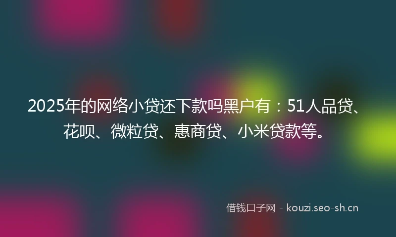 2025年的网络小贷还下款吗黑户有:51人品贷、花呗、微粒贷、惠商贷、小米贷款等。