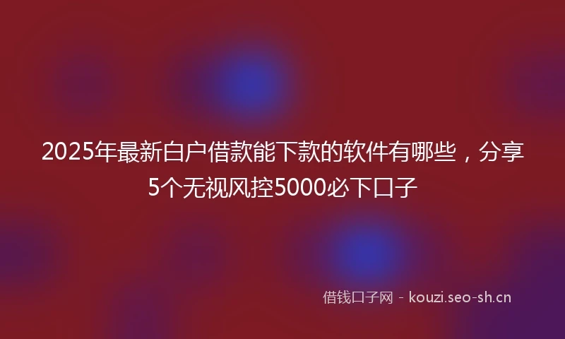 2025年最新白户借款能下款的软件有哪些,分享5个无视风控5000必下口子
