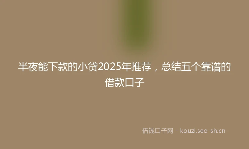 半夜能下款的小贷2025年推荐，总结五个靠谱的借款口子