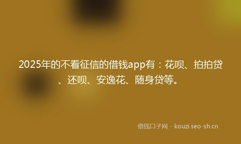 2025年的不看征信的借钱app有：花呗、拍拍贷、还呗、安逸花、随身贷等。