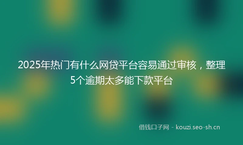 2025年热门有什么网贷平台容易通过审核，整理5个逾期太多能下款平台