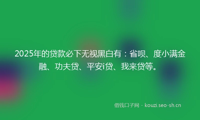 2025年的贷款必下无视黑白有：省呗、度小满金融、功夫贷、平安i贷、我来贷等。