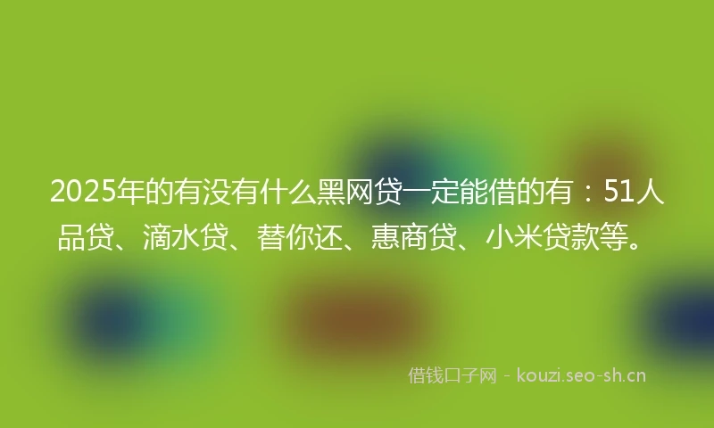 2025年的有没有什么黑网贷一定能借的有：51人品贷、滴水贷、替你还、惠商贷、小米贷款等。