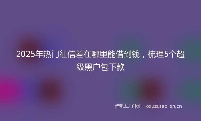 2025年热门征信差在哪里能借到钱，梳理5个超级黑户包下款