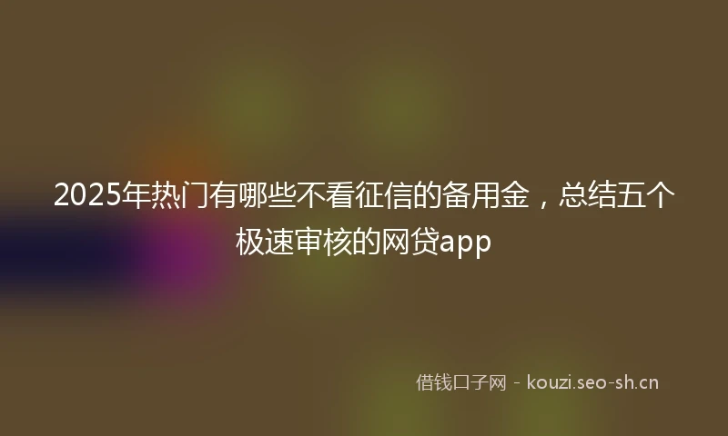 2025年热门有哪些不看征信的备用金，总结五个极速审核的网贷app