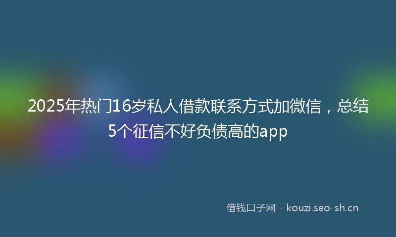 2025年热门16岁私人借款联系方式加微信，总结5个征信不好负债高的app