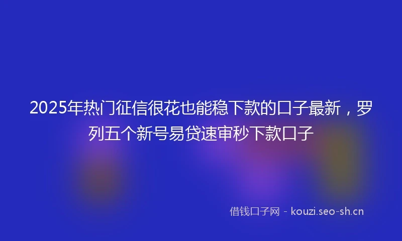 2025年热门征信很花也能稳下款的口子最新，罗列五个新号易贷速审秒下款口子