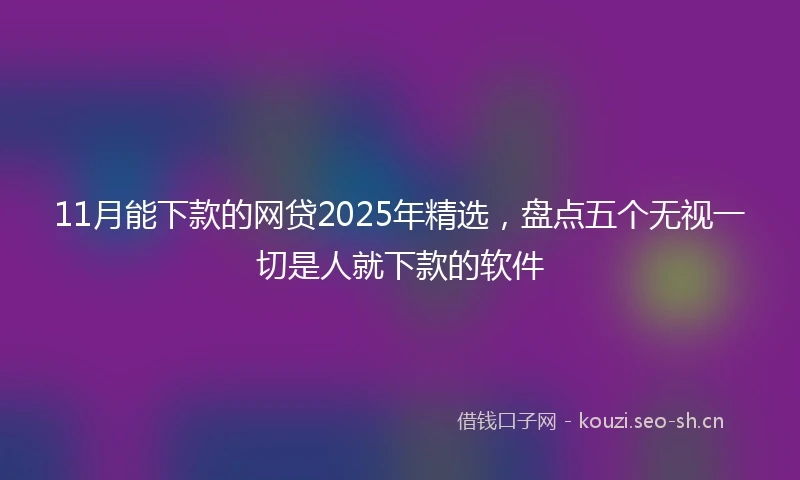 11月能下款的网贷2025年精选，盘点五个无视一切是人就下款的软件