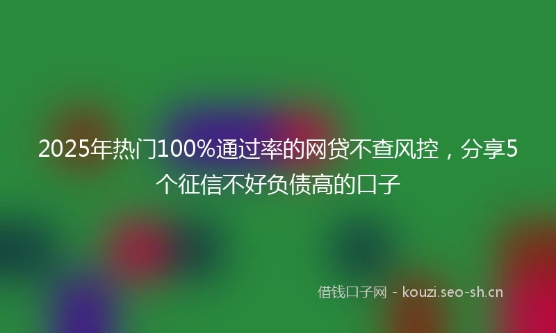 2025年热门100%通过率的网贷不查风控,分享5个征信不好负债高的口子