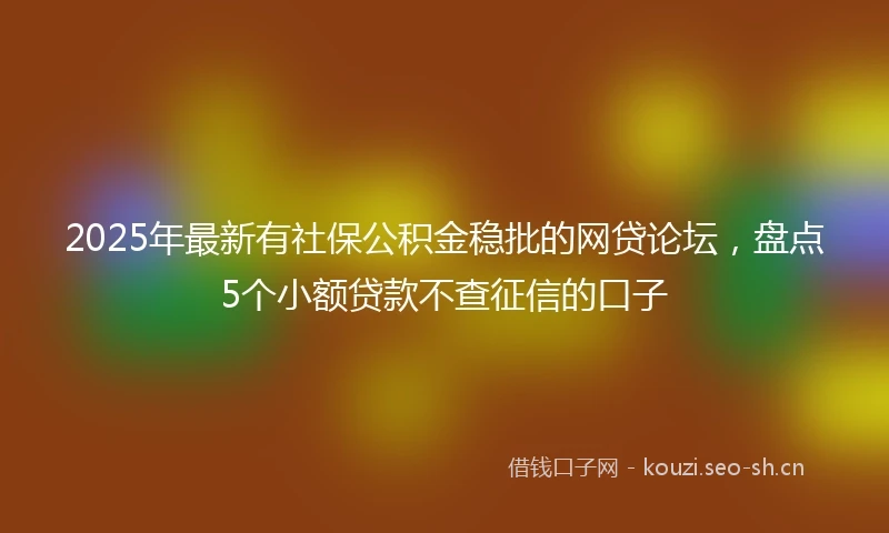 2025年最新有社保公积金稳批的网贷论坛，盘点5个小额贷款不查征信的口子
