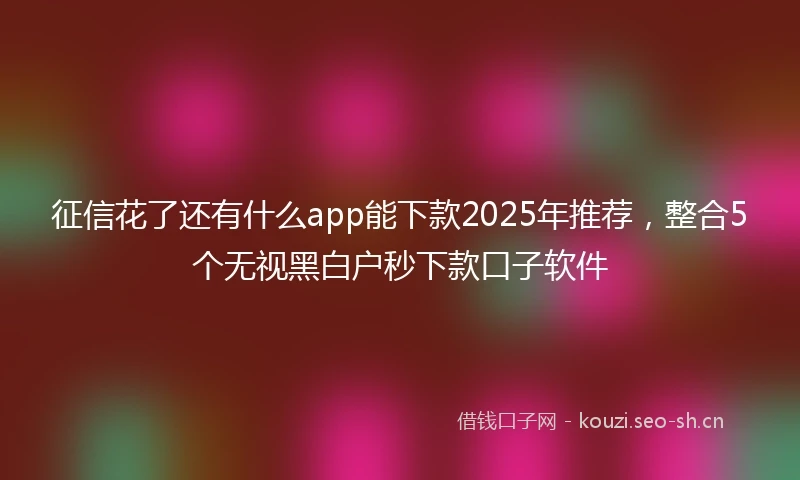 征信花了还有什么app能下款2025年推荐，整合5个无视黑白户秒下款口子软件