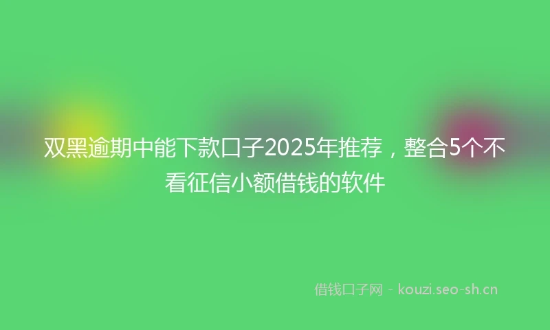 双黑逾期中能下款口子2025年推荐，整合5个不看征信小额借钱的软件