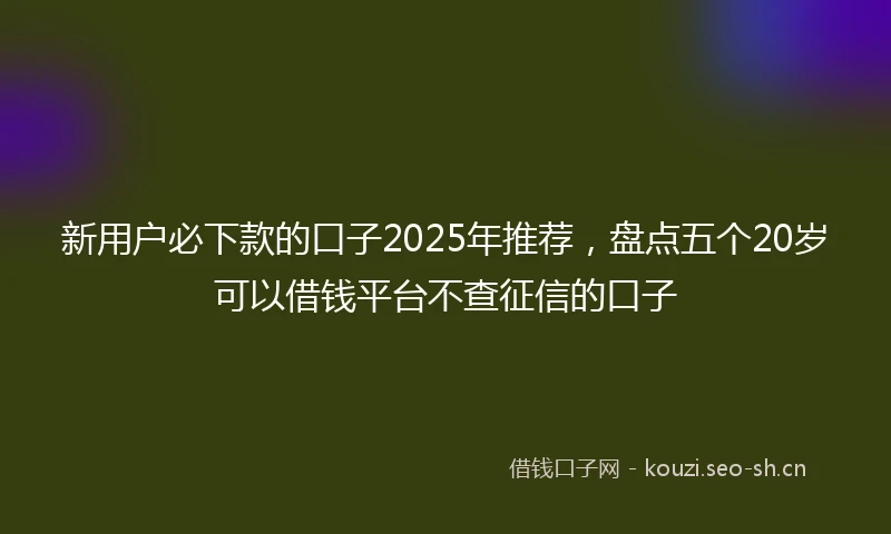 新用户必下款的口子2025年推荐，盘点五个20岁可以借钱平台不查征信的口子