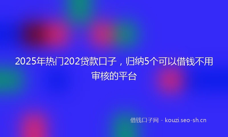 2025年热门202贷款口子，归纳5个可以借钱不用审核的平台