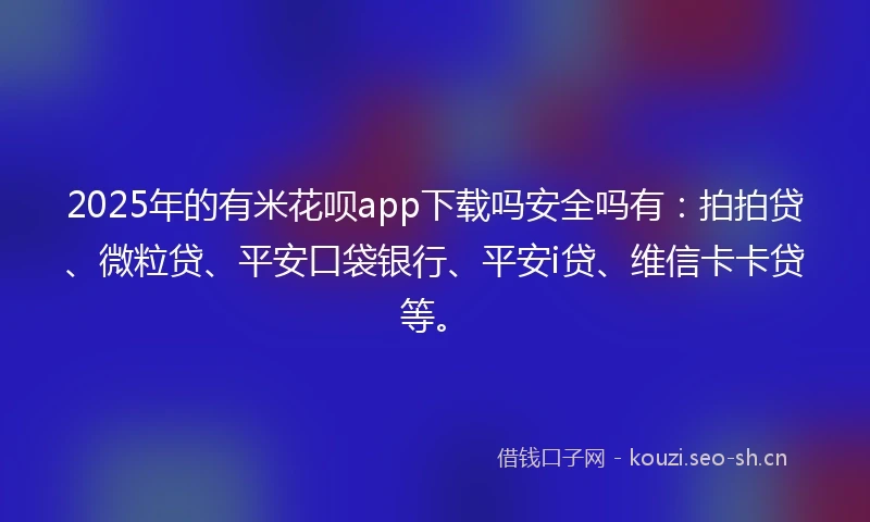2025年的有米花呗app下载吗安全吗有：拍拍贷、微粒贷、平安口袋银行、平安i贷、维信卡卡贷等。