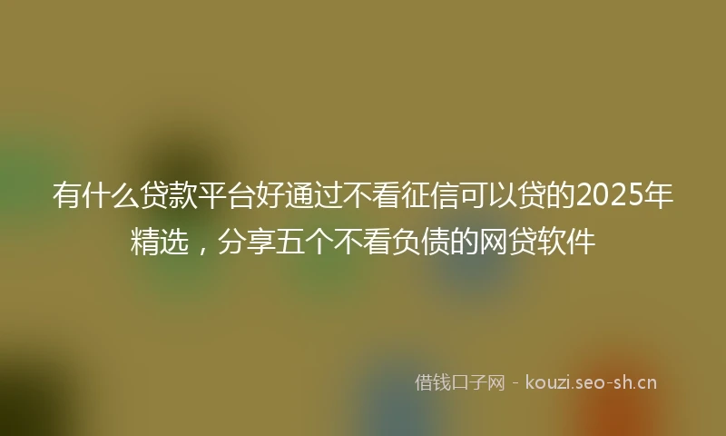 有什么贷款平台好通过不看征信可以贷的2025年精选，分享五个不看负债的网贷软件