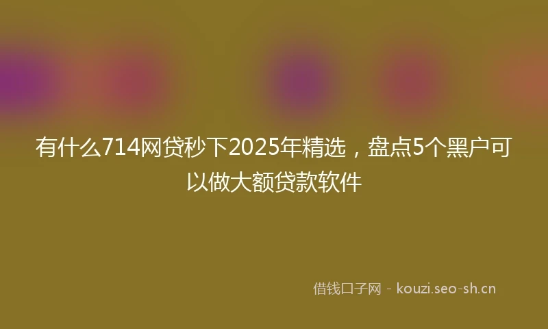 有什么714网贷秒下2025年精选，盘点5个黑户可以做大额贷款软件