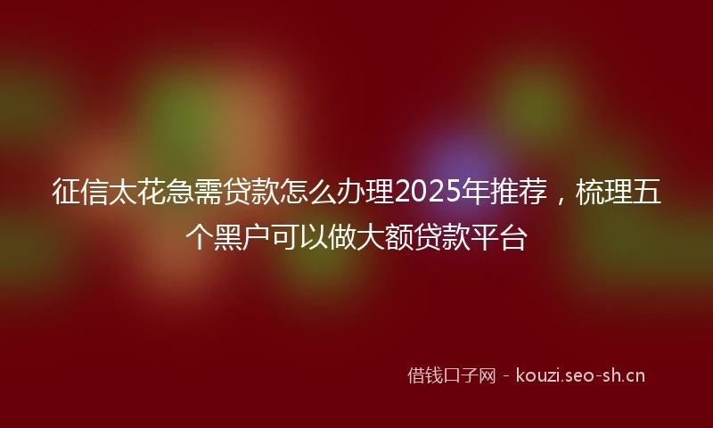 征信太花急需贷款怎么办理2025年推荐，梳理五个黑户可以做大额贷款平台