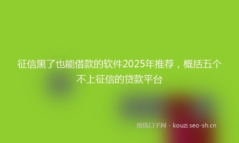 征信黑了也能借款的软件2025年推荐，概括五个不上征信的贷款平台