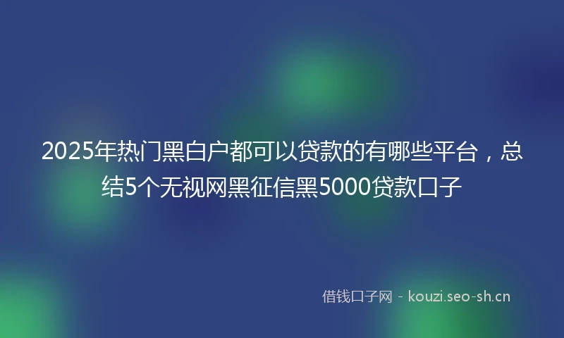 2025年热门黑白户都可以贷款的有哪些平台，总结5个无视网黑征信黑5000贷款口子