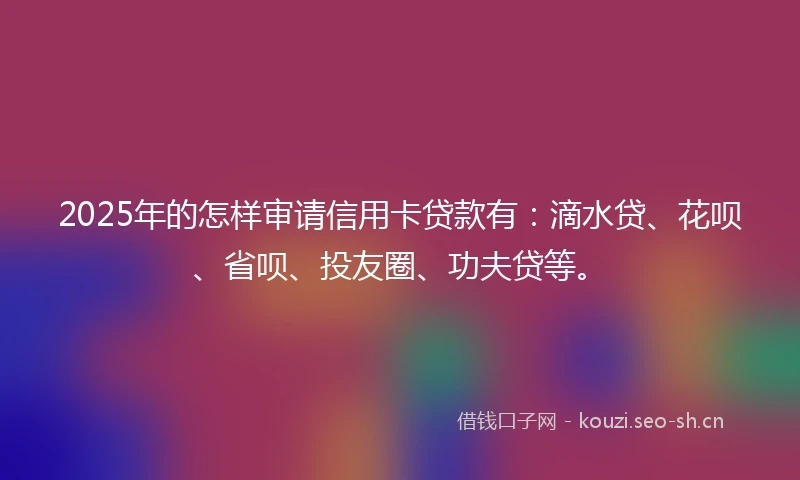 2025年的怎样审请信用卡贷款有:滴水贷、花呗、省呗、投友圈、功夫贷等。