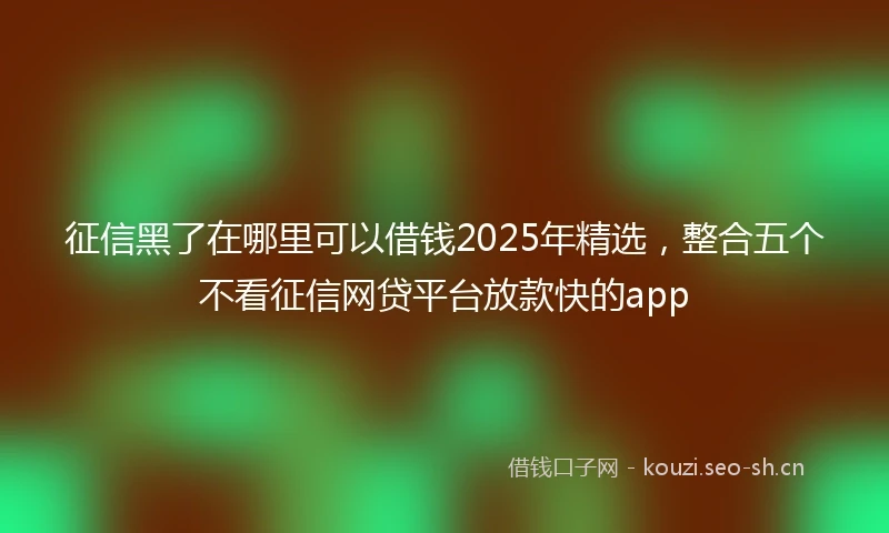 征信黑了在哪里可以借钱2025年精选，整合五个不看征信网贷平台放款快的app