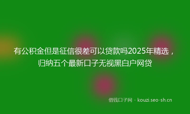 有公积金但是征信很差可以贷款吗2025年精选，归纳五个最新口子无视黑白户网贷