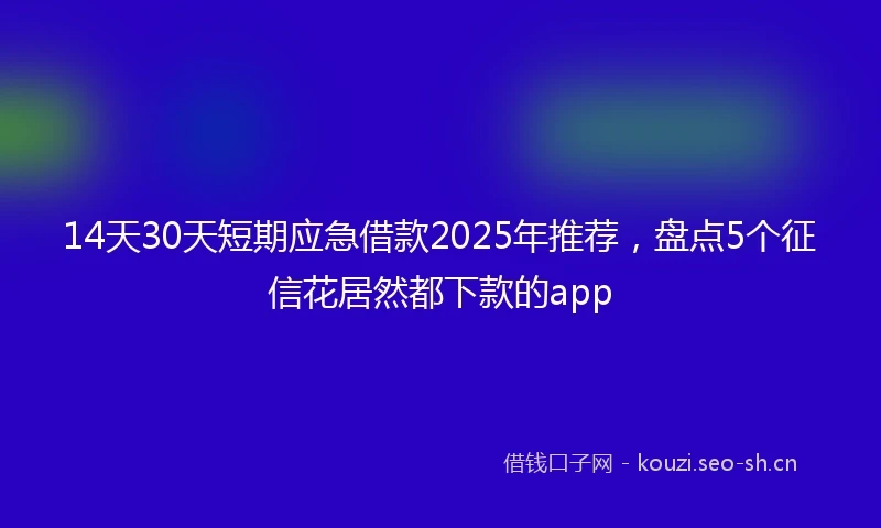 14天30天短期应急借款2025年推荐，盘点5个征信花居然都下款的app