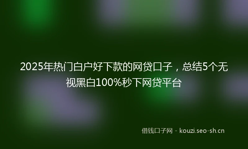2025年热门白户好下款的网贷口子，总结5个无视黑白100%秒下网贷平台