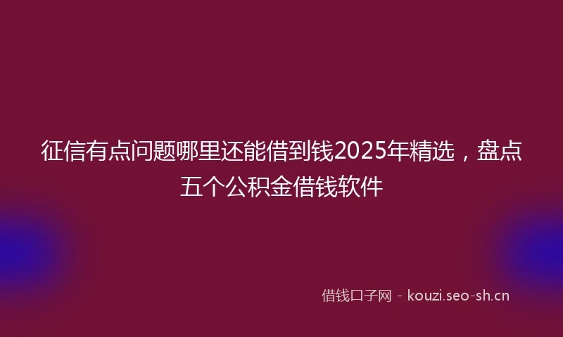 征信有点问题哪里还能借到钱2025年精选，盘点五个公积金借钱软件
