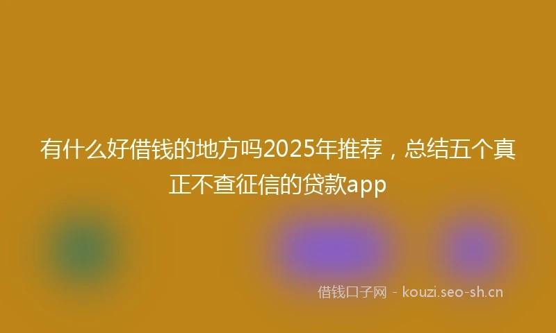 有什么好借钱的地方吗2025年推荐，总结五个真正不查征信的贷款app